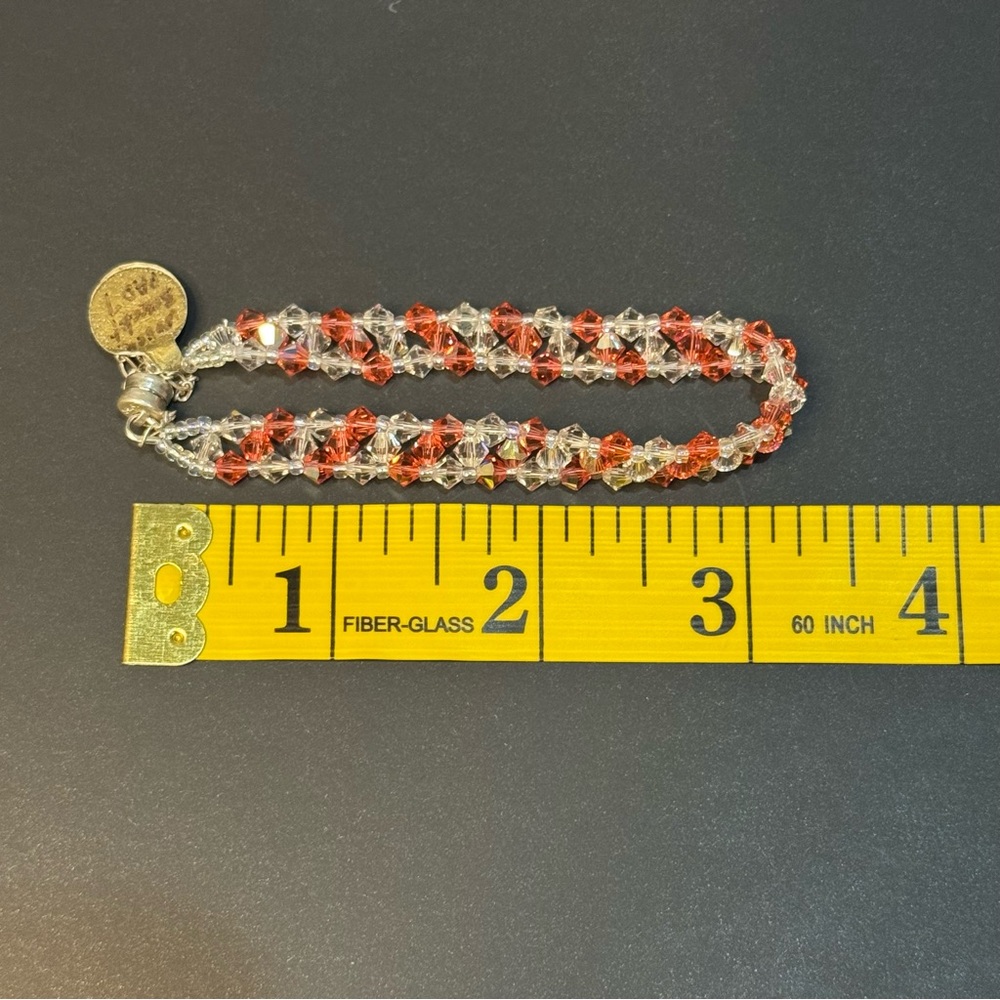 NWT Handmade Braided Bracelet With Swarovski Crystals Magnetic Clasp (Rose AB) - Picture 8 of 10